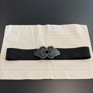 Elegant Black Belt with Decorative Clasp
